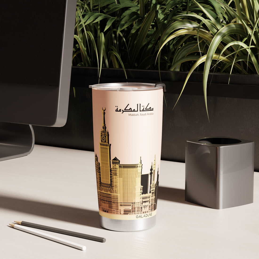 Personalized Stainless Steel Tumbler with Lid & Straw – 20oz Travel Mug for Men & Women, Ideal Gift with Cultural Design, Perfect for Arabic Coffee & Tea – Great Souvenir for Middle Eastern Travelers